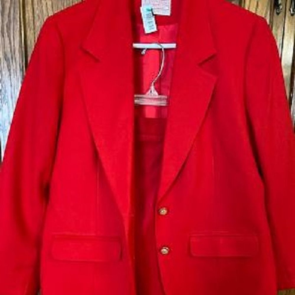 NWOT Pendleton Virgin Wool- Blazer/ Skirt Set USA DEEP RED